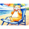 Katze am Strand mit Eiscreme