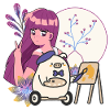 Kawaii Artist & Pig in Wheelchair