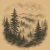 Sepia Forest Mist Landscape