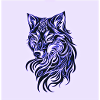 Wolfs Linienkunst in Blau
