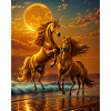 Moonlight hooves at the evening sea
