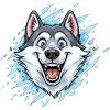 Cheerful Wolf Mascot Watersplash