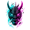 Neon Cyber Oni Mask