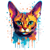 Bunte Splash-Kunst Abessinianisches Katzengesicht
