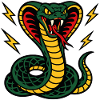 Cobra féroce avec éclairs style tattoo