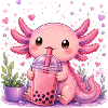 Pink Axolot with Bubble Tea