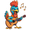 Funny chicken with guitar