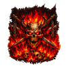 Fire Skull with Horns