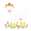 Vache style cowboy avec bottes