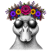 Duck with flower crown and sunglasses