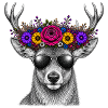 Deer with flower crown and sunglasses