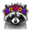 Raccoon Flower Crown Sunglasses