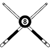Crossed Pool Sticks Eight Ball Cue