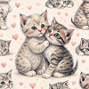 Pastel Kittens Heartfelt Hug