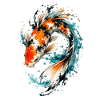 Éclaboussure de carpes koi aquarelle