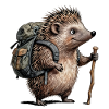 Hiking hedgehog with backpack