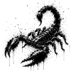 Schwarzer Skorpion Splatter Art
