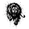 Lion in Splash Silhouette