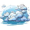 Cloud ball in the blue circle