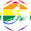 Rainbow Wave Surfer Circle