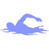 Swimming Silhouette Over Waves