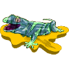Lizard on neon yellow pond