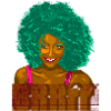 Turquoise Afro Pop Portrait