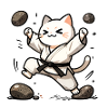 Karate Cat in White Gi