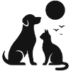 Moonlit Night Dog Cat Silhouette