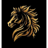 Goldener Pferdekopf Flammenstil