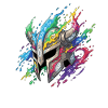 Rune Helmet in Rainbow Fire