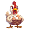 Huhn mit Eierkorb