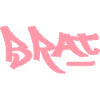 Pink Brat logo text as graffiti