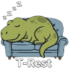 T-Rest Dino Sleeps On The Couch