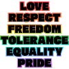 Love Respect Freedom Tolerance Equality Pride 