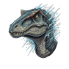 Dino head with blue splashes