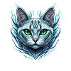 Aquamarine Cat Portrait