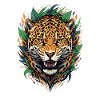 Jaguar head in jungle frame