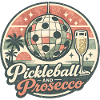Pickleball and Prosecco Retro Logo