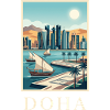 Doha Waterfront Cityscape Katar Reiseplakat