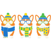 Winter-Corgi-Trio mit Accessoires