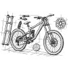 DH Bike Exploded Drawing - Geometry Sketch