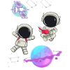 Bunte Astronauten im Orbit