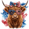 Highland Cow with heart-shaped glasses