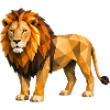 Low Poly Lion Yellow Orange