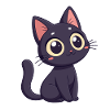 Kawaii black cat with huge eyes