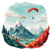 Paragliding Mountain Landscape Polygon Art