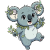 Green koala with leaf wreath
