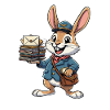 Hase als Postbote mit Briefstapel