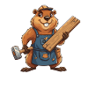 Biber Bauarbeiter mit Holzlatten
